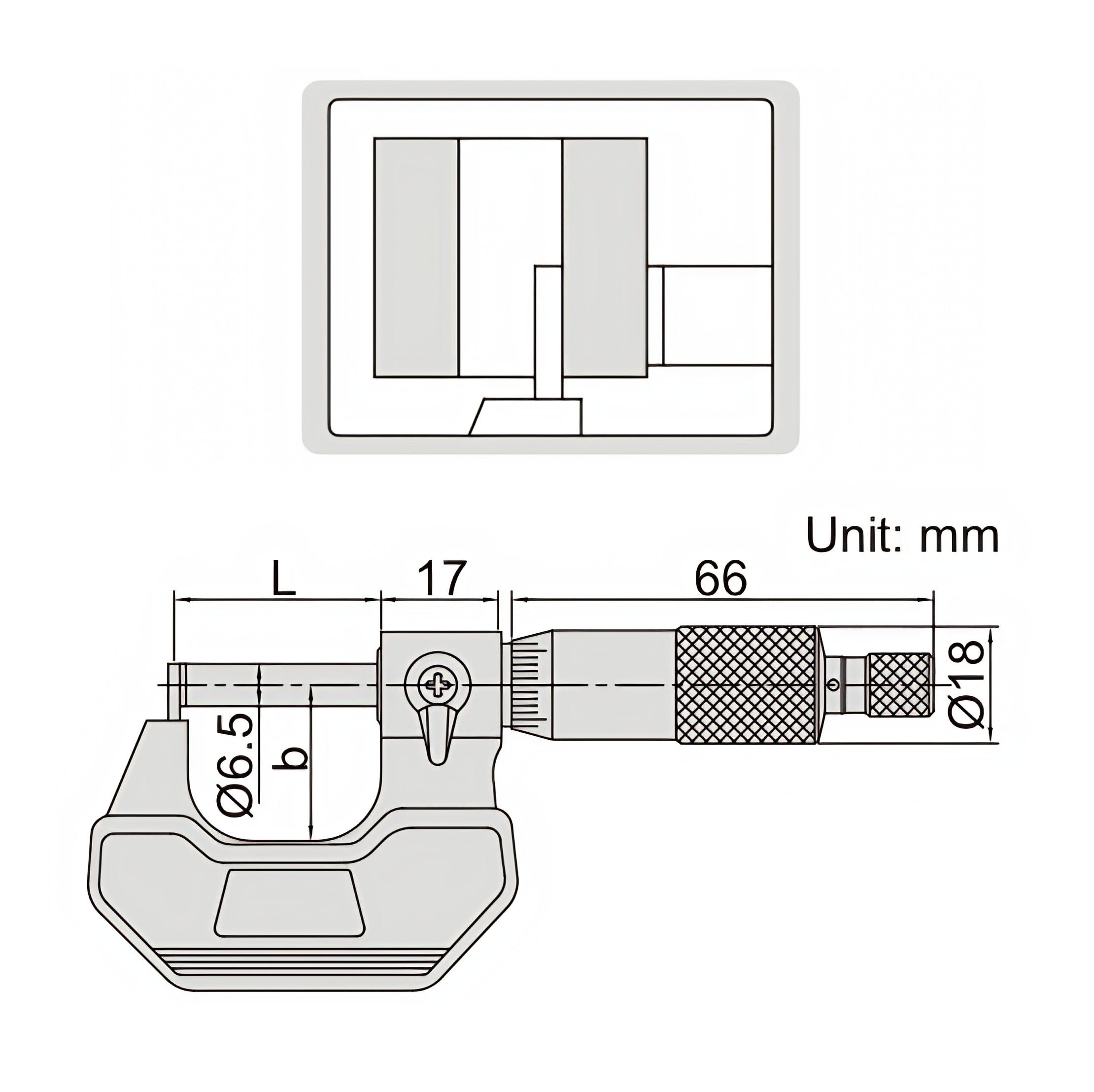 Insize Type D Cylindrical Anvil Tube Micrometer 0-25mm Range Series 3261-25DA