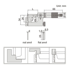 Insize Interchangeable Anvil Micrometer 0-25mm Range Series 3262-25A