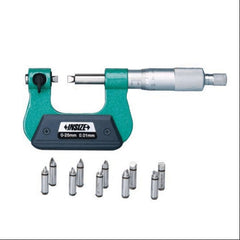 Insize Metric Screw Thread Micrometer Set – 0-25mm Range, 6 Tip Pairs, 60° Threads