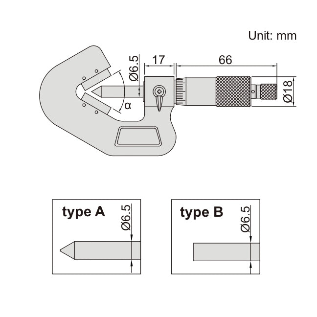 Insize V Shape Anvil Micrometer 5-20mm Range Series 3290-203A