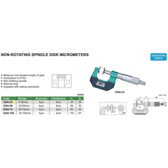 Insize Disc Micrometer 0-25mm Range Series 3294-25