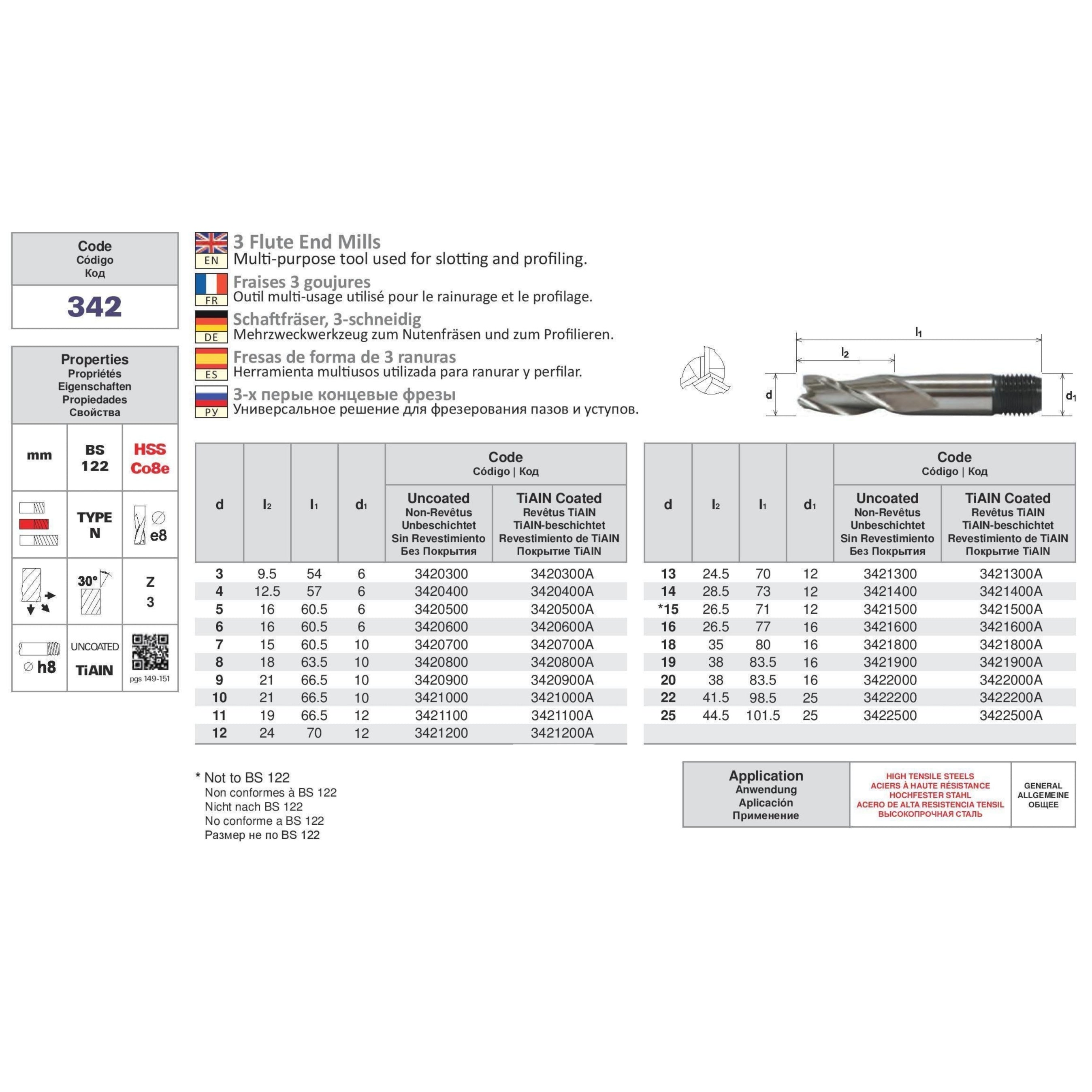 Somta 3 Flute 8mm HSS-Co8 Multi-Purpose End Mill