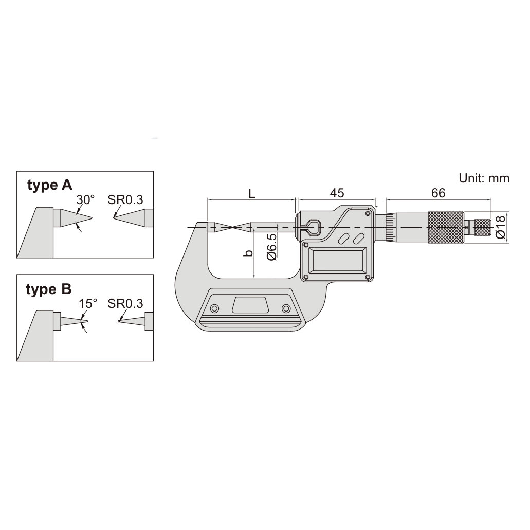 Insize Digital Point Micrometer 25-50mm/1-2" Range Series 3530-50A