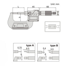 Insize Digital Blade Micrometer 0-25mm/0-1" Range Series 3532-25A