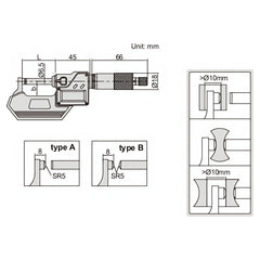 Insize Digital Spherical Anvil Tube Micrometer 75-100mm Range Series 3560-100A