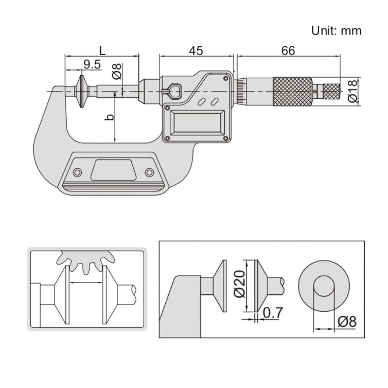 Insize Digital Spindle Disc Micrometer 0-25mm Range Series 3594-25A