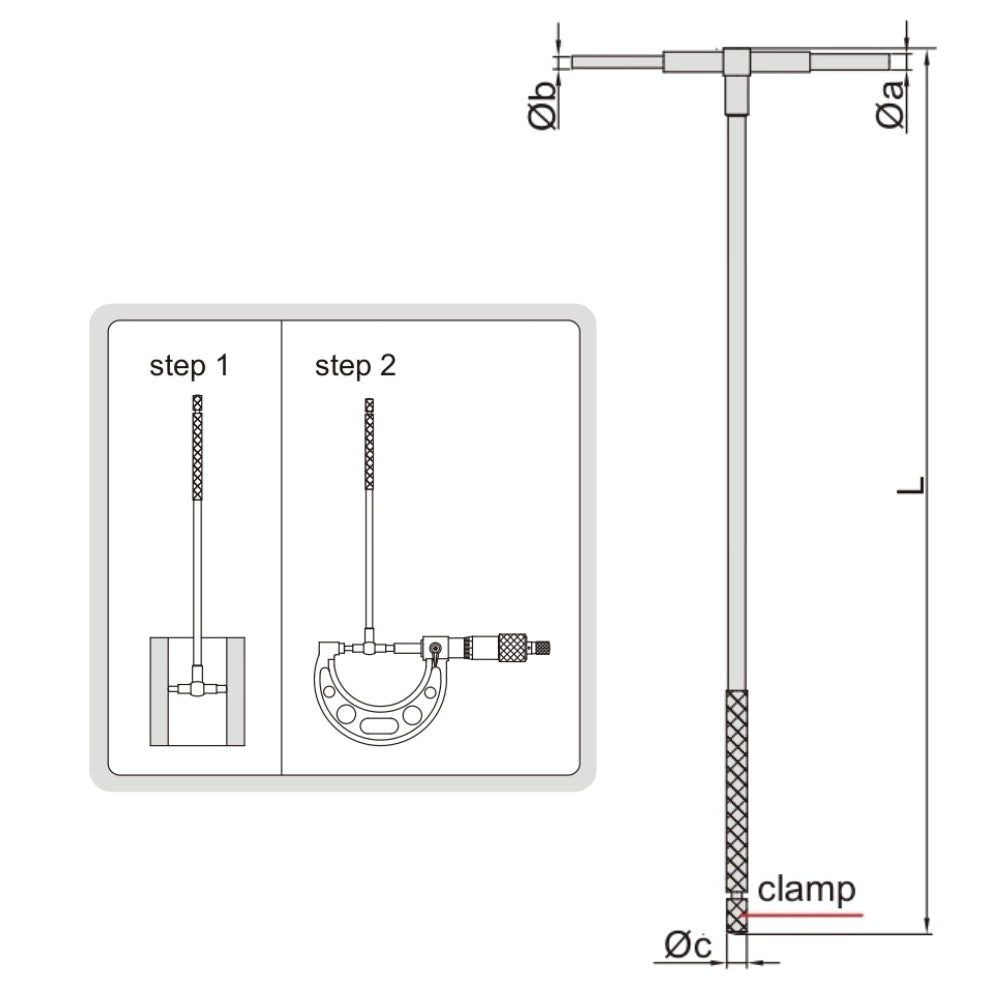 Insize Long Handle Telescopic Gauge 19-32mm Range Series 4209-3