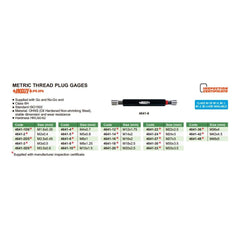Insize Plus Metric Thread Plug Gauge M4 x 0.7 Range Series 4641-4