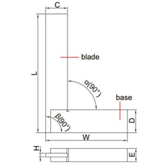 Insize 90° Flat Edge Square 50x40mm Range Series 4792-50