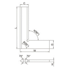 Insize 90° Bevelled Edge Square 150x100mm Range Series 4790-0150