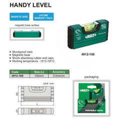 Insize Portable Level 100mm/ 4" Range Series 4912-100