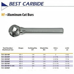 Best Carbide - SD1NF 1/4" Aluminium Cut Carbide Burr