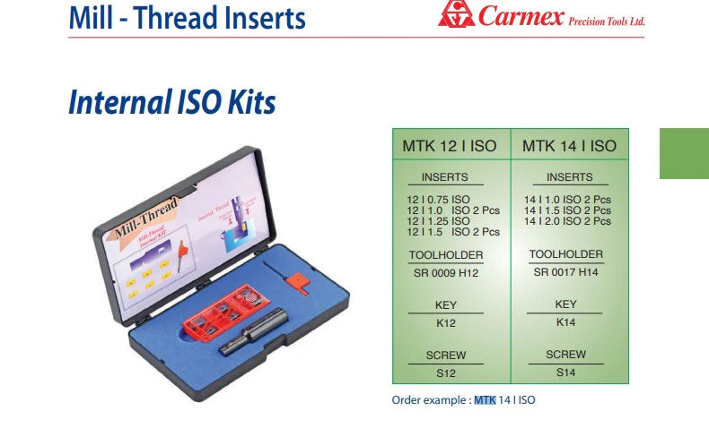 Carmex MTK 14 I ISO – Internal Thread Milling Kit