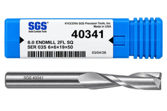 Kyocera SGS 40341 6mm 2 Flute Bright Uncoated Carbide Square End Mill