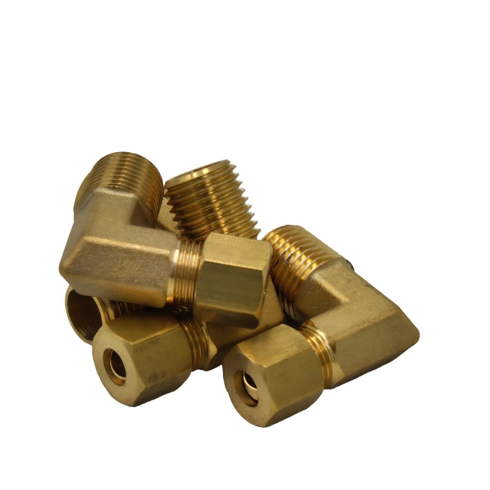 4pc Brass Compression Union 90° Male Female Elbow (T1/4xM1/4) - Twin Eagle Imports