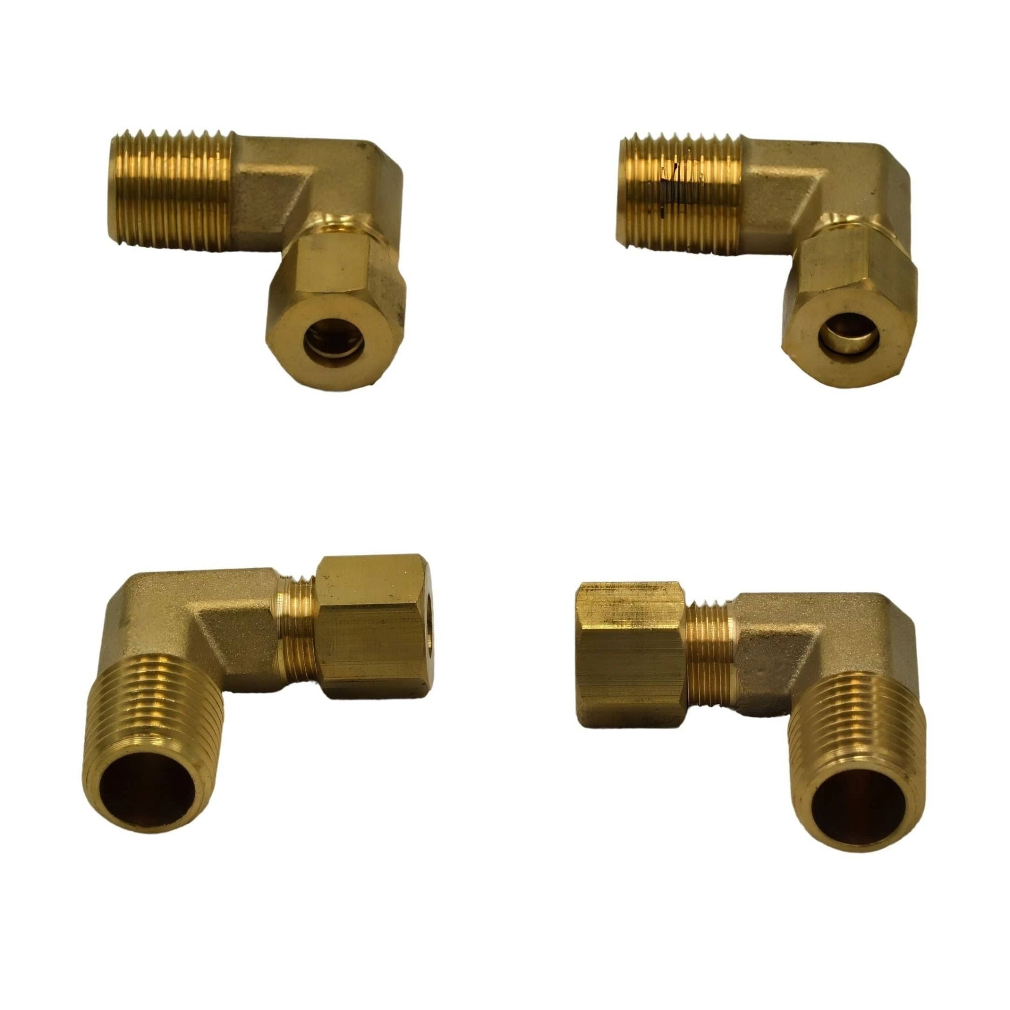 4pc Brass Compression Union 90° Male Female Elbow (T1/4xM1/4) - Twin Eagle Imports