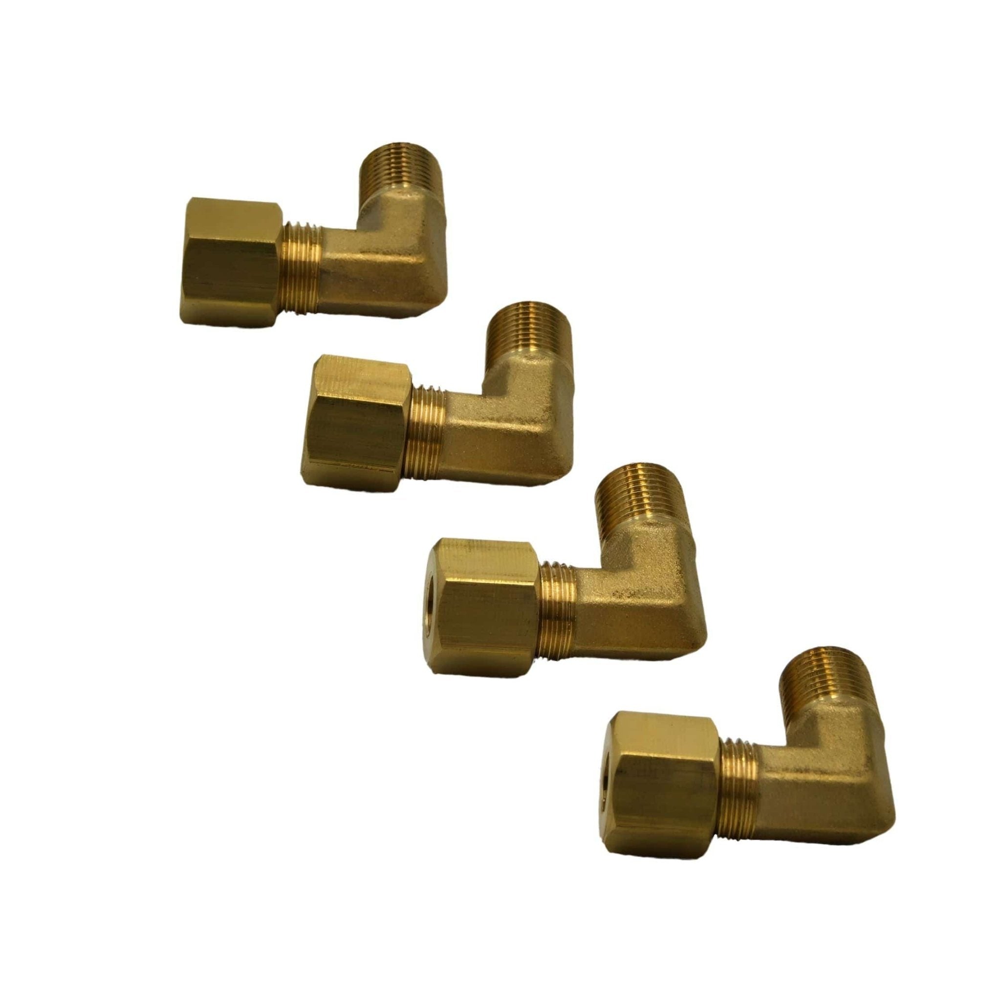 4pc Brass Compression Union 90° Male Female Elbow (T1/4xM1/8) - Twin Eagle Imports