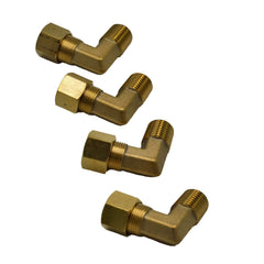 4pc Brass Compression Union 90° Male Female Elbow (T3/8xM1/4) - Twin Eagle Imports