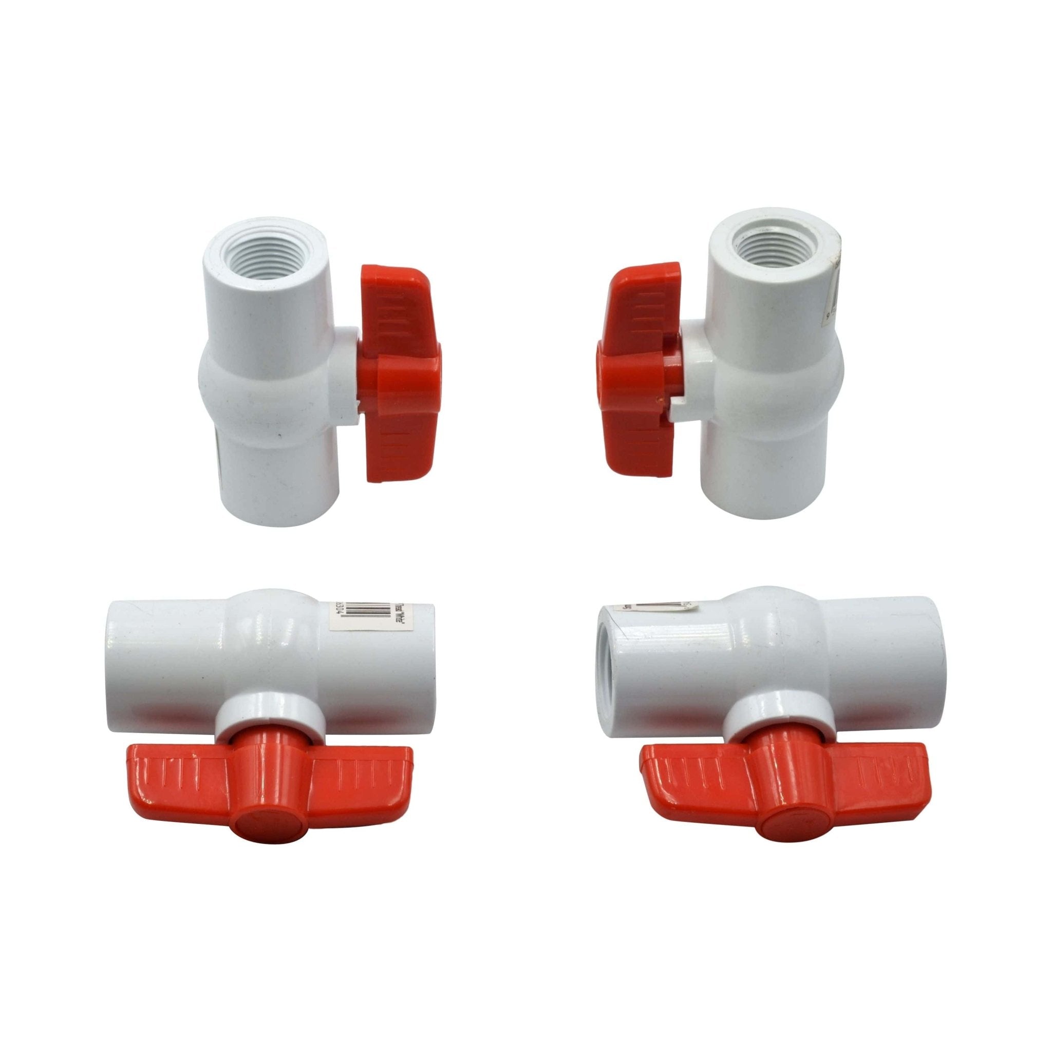 4pcs PVC Pipe Female/Female 1/2" BSP Thread Ball Valve - Twin Eagle Imports