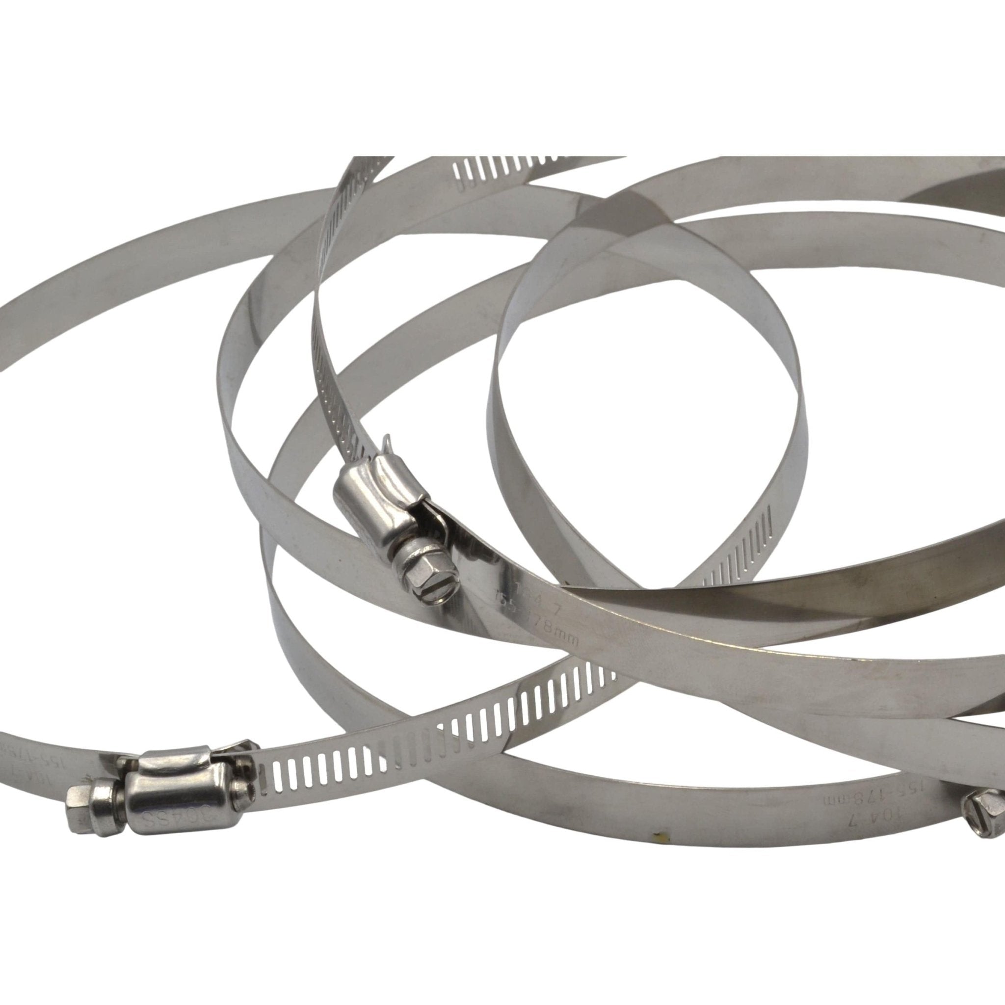 5 Piece 304 Stainless Steel 155-178mm Worm Drive Hose Clamp - Twin Eagle Imports