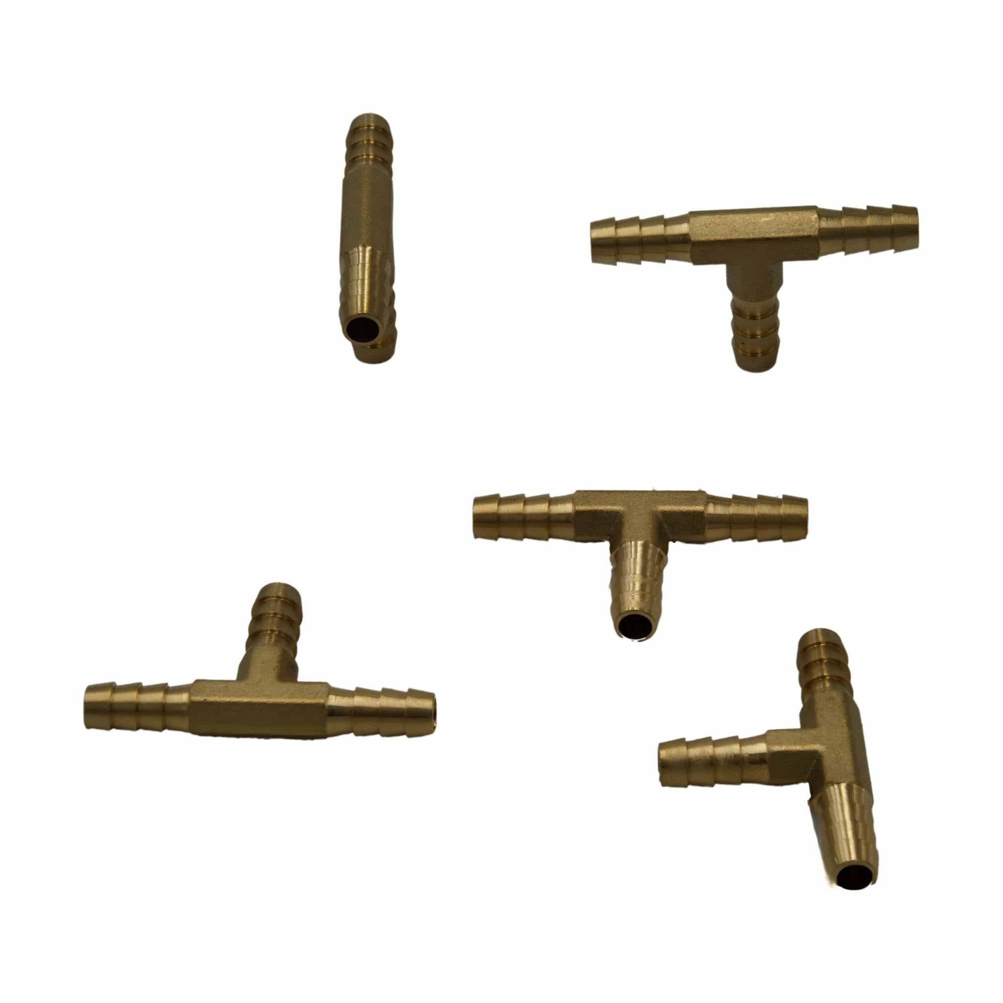 5pc 1/4" Three Way Brass Hose Barb Tee H12 Grab Kit - Twin Eagle Imports