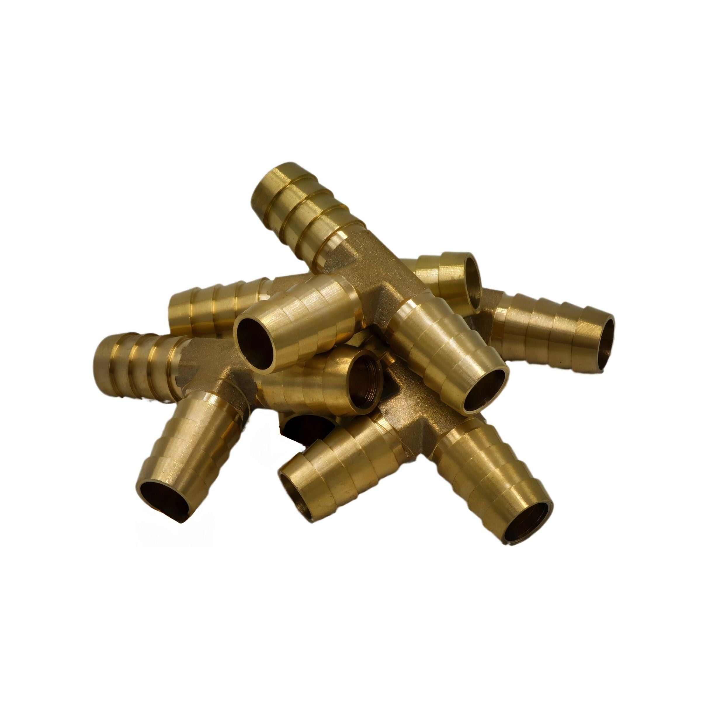 5pc 1/2" Three Way Brass Hose Barb Tee H16