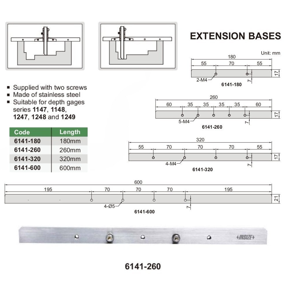 Insize Extension Base 320mm Range Series 6141-320