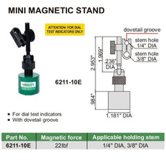 Insize Mini Magnetic Stand 22LBF Range Series 6211-10E