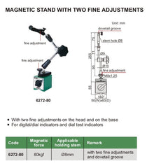 Insize Magnetic Stand w/ Two Fine Adjustments Series 6272-80