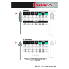 Fullerton - SH5 1/2" Flame Shape Series Carbide Burr