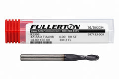 Fullerton 4.0mm 2 Flute TiAlN Coated Carbide Ball Nose Endmill - 3215 Series