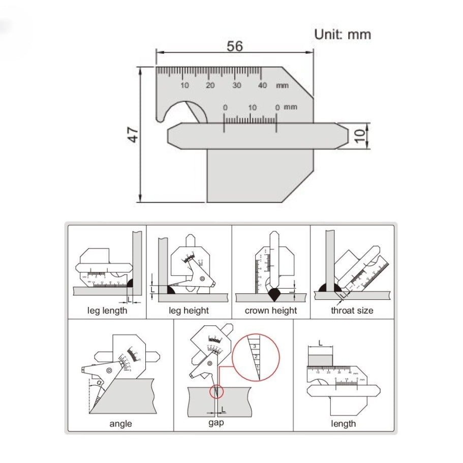 Insize Welding Gauge 0-10mm Range Series 6832-1