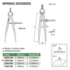 Insize Spring Divider 210mm Range Series 7260-200