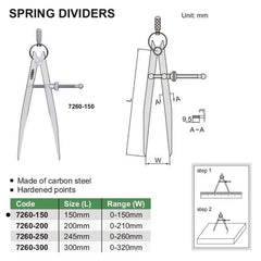 Insize Spring Divider 150mm Range Series 7260-150