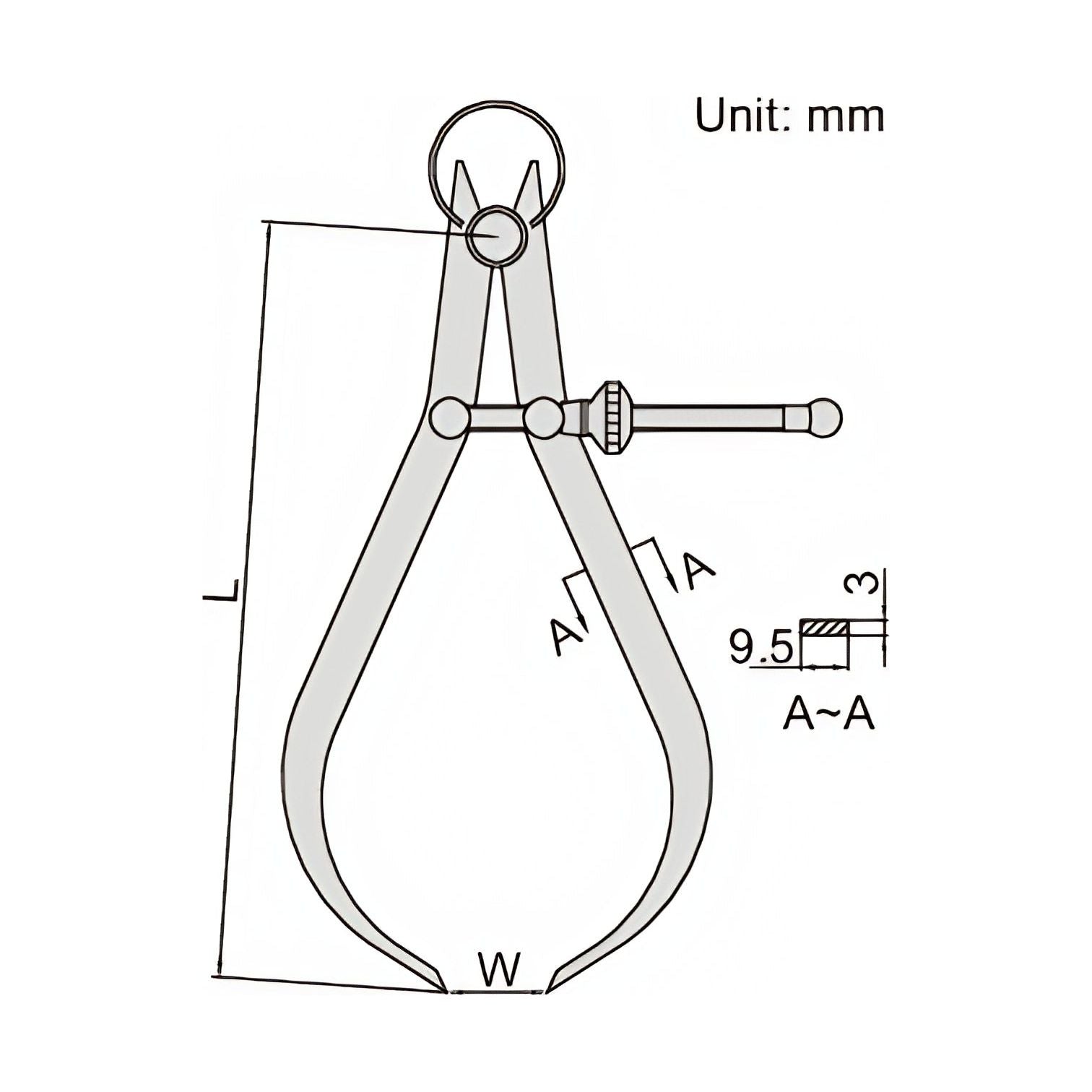 Insize Outside Spring Caliper 0-320mm Range Series 7262-300