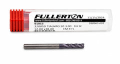 Fullerton 91953 0.1181" 4 Flute TiAlN Coated Corner Radius End Mill