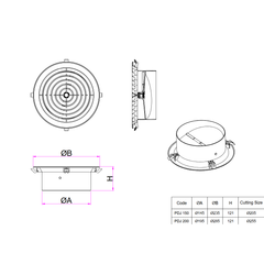 Ductsure PDJ150 Plastic Round Ceiling Vent Diffuser