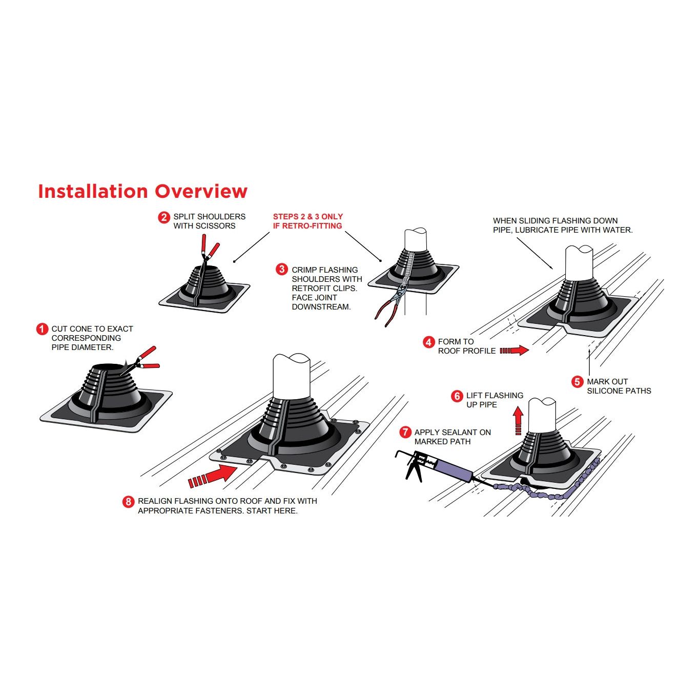 Aquaseal Aquadapt #2 Roof Pipe Flashing Black 10-70mm