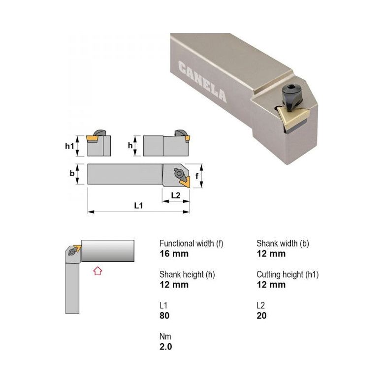 Canela Top Clamp Turning Tool Holder CTFPL1212F11 12mm Shank
