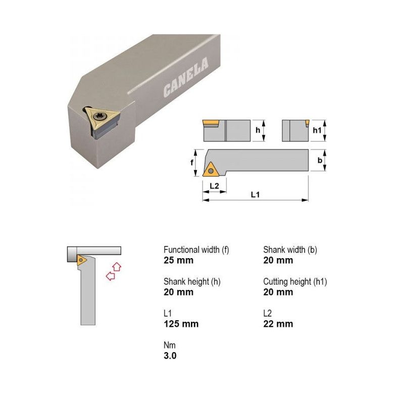 Canela Center Screw Turning Tool Holder STGCR2020K16 20mm Shank