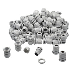 100 Pack IP68 PG11 White Nylon Cable Gland 5-10mm Cable Range