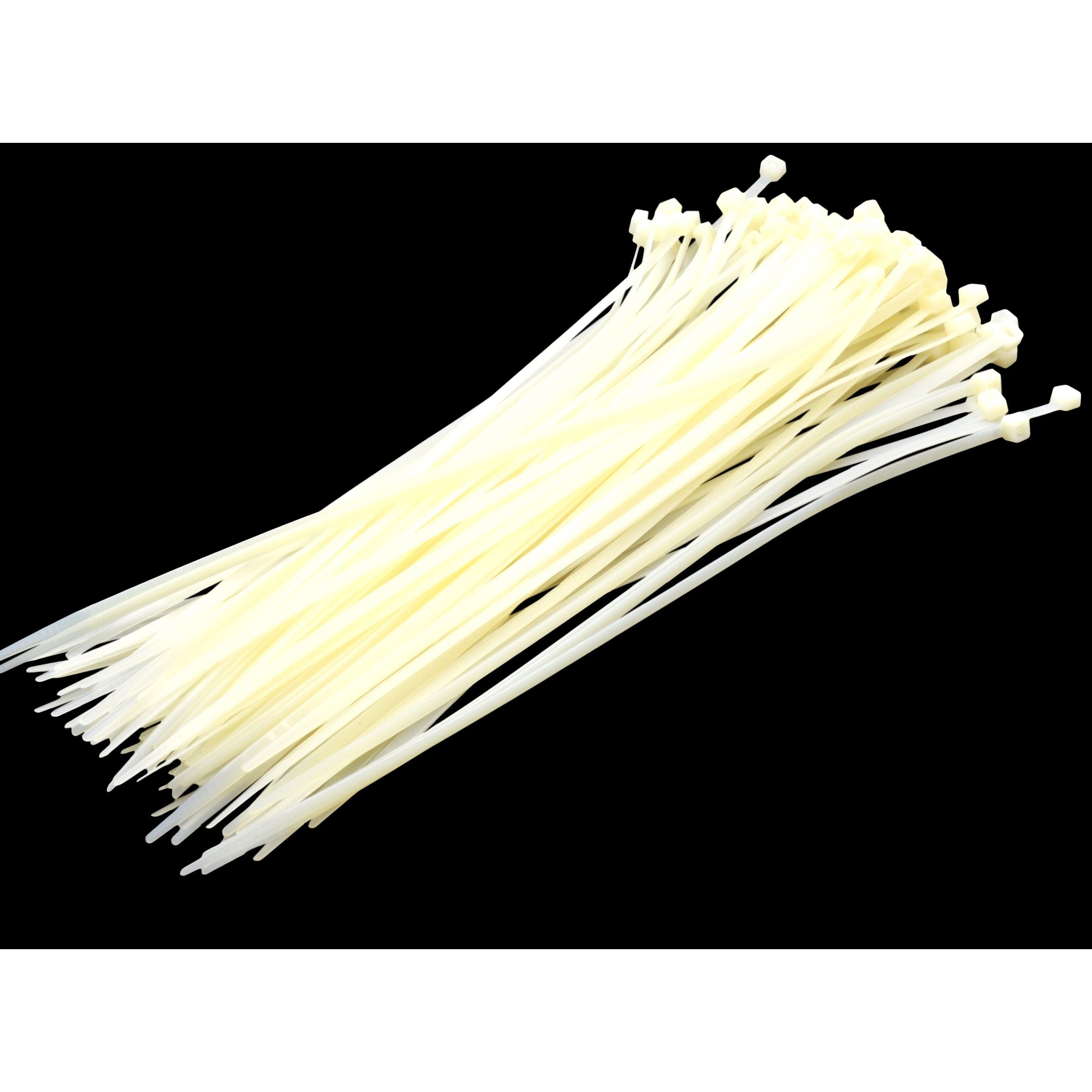 RAPTOR White 300mm x 4.8mm Medium Duty Cable Ties, 100 Pack