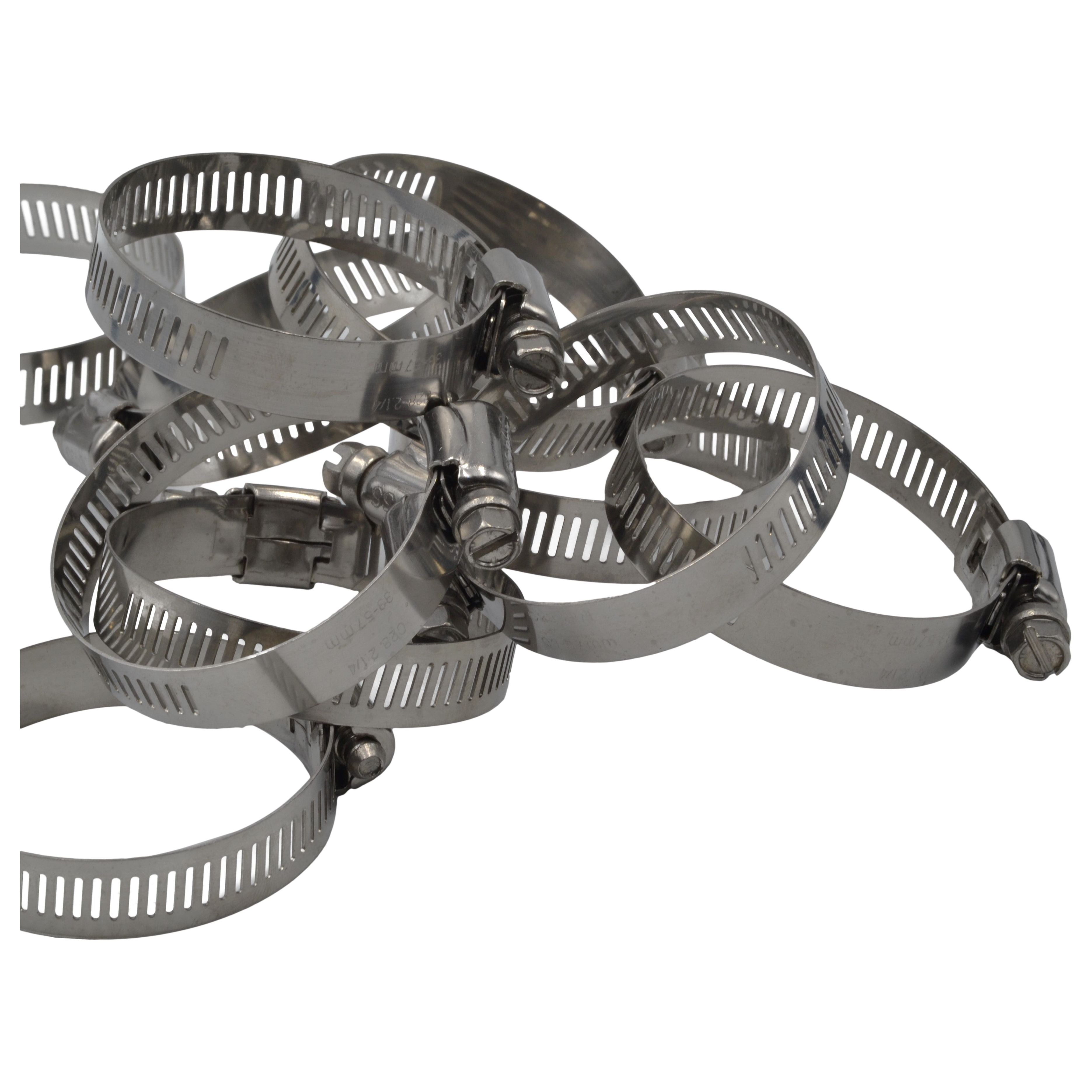 10 Piece 304 Stainless Steel 33-57mm Worm Drive Hose Clamp