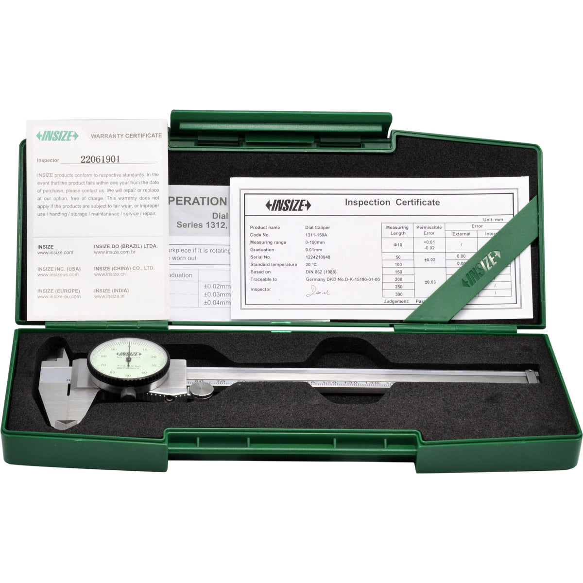 INSIZE Metric Dial Caliper  0-200mm Range Series 1311-200A