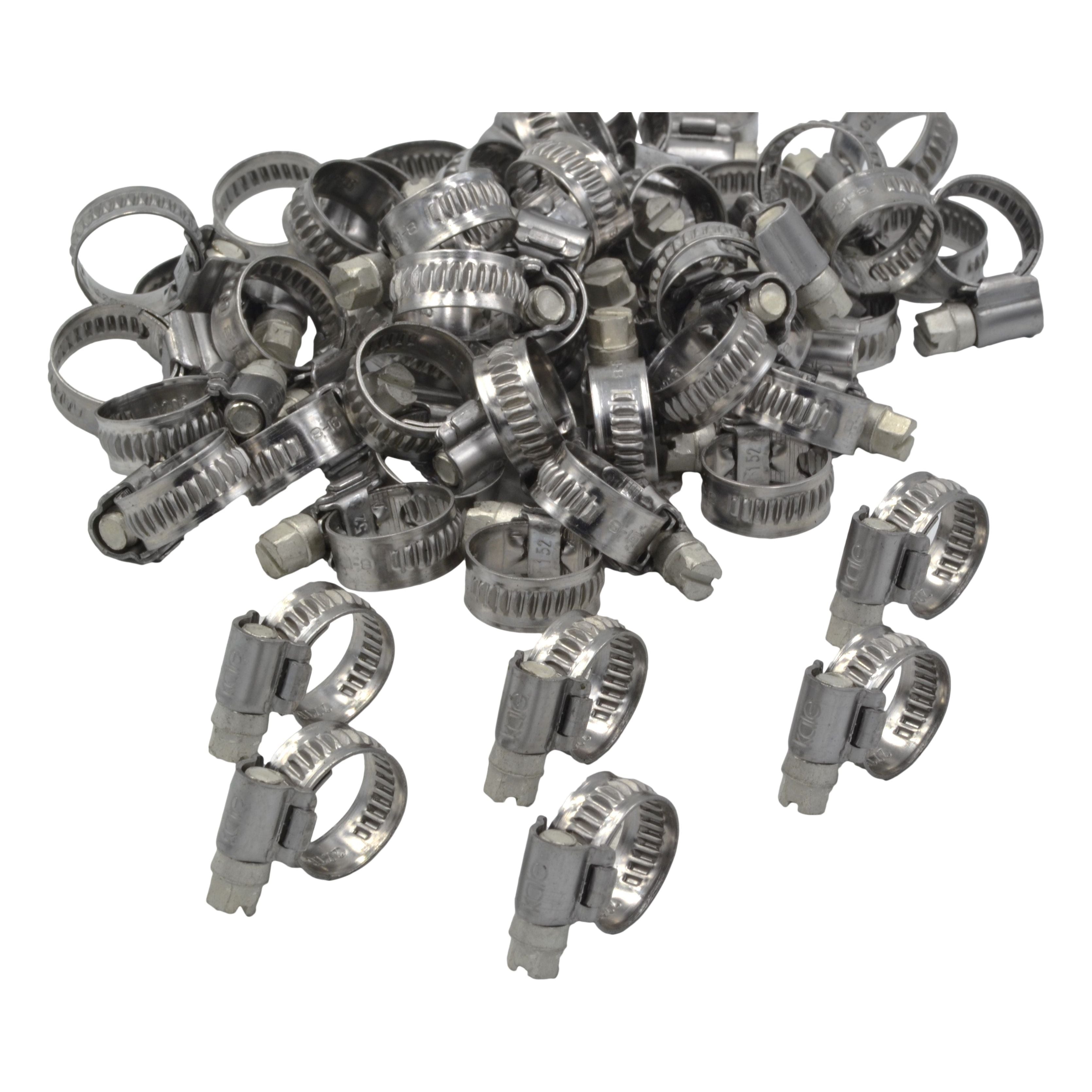 50 Piece Kale 304 Stainless Steel 8-16mm WD9 Worm Drive Hose Clamp