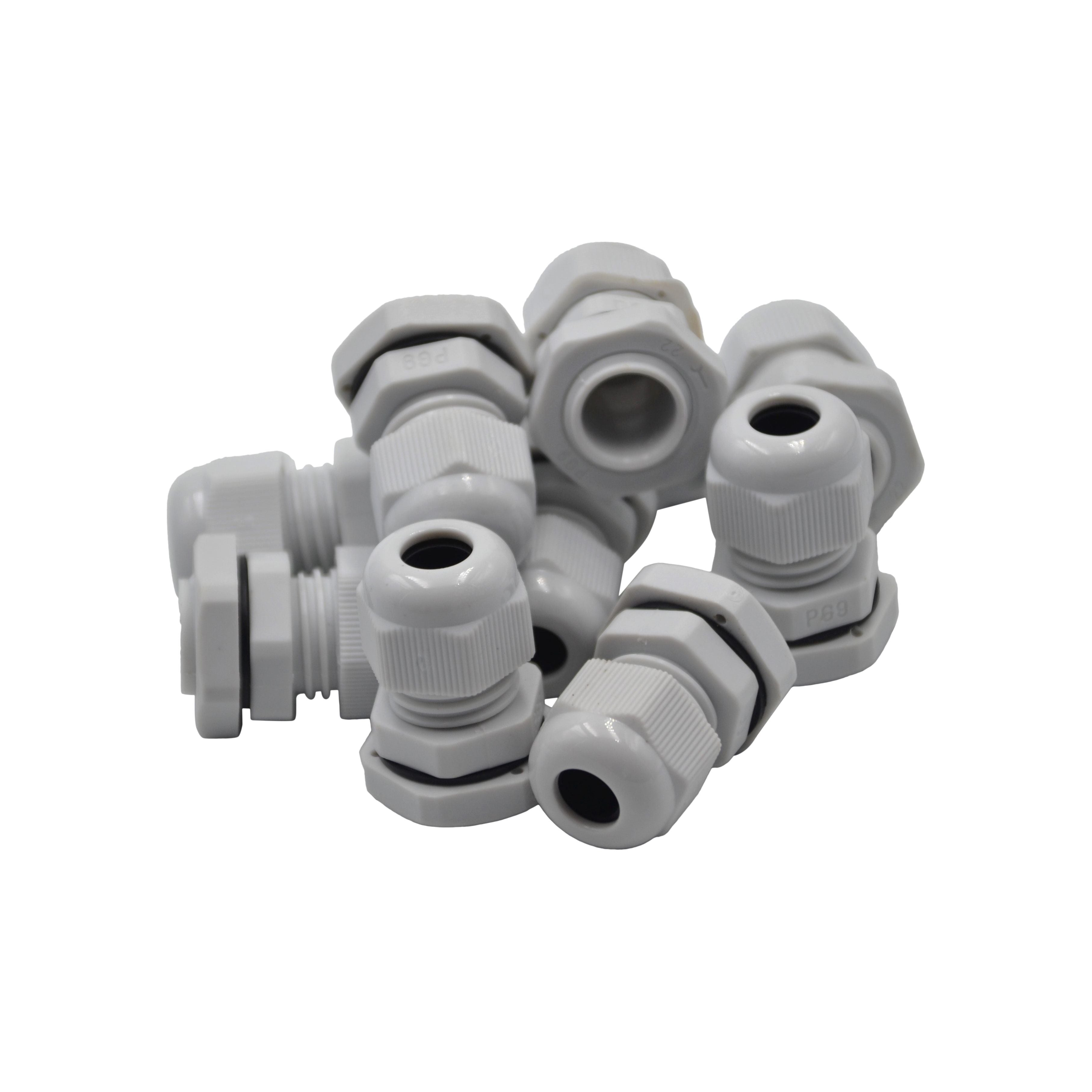 10 Pack IP68 PG9 White Nylon Cable Gland 4-8mm Cable Range