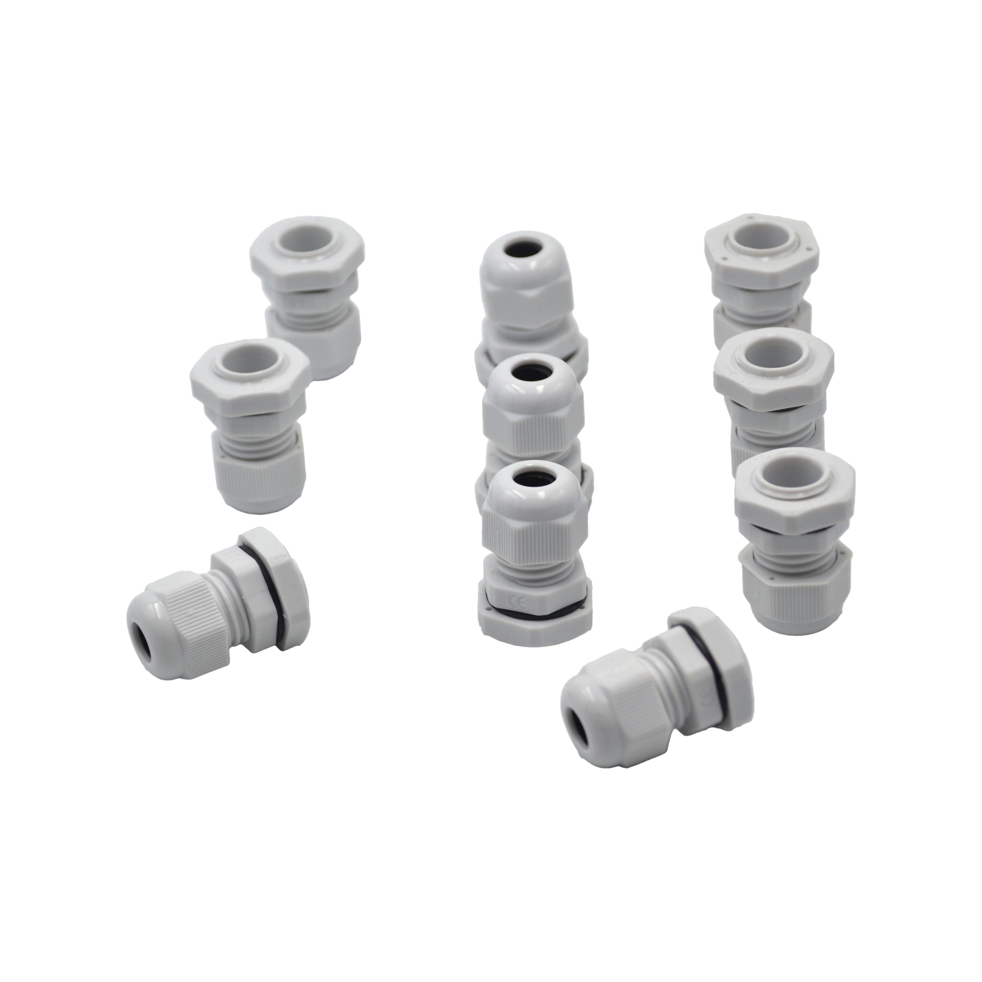 10 Pack IP68 PG9 White Nylon Cable Gland 4-8mm Cable Range