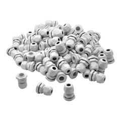 100 Pack IP68 PG9 White Nylon Cable Gland 4-8mm Cable Range