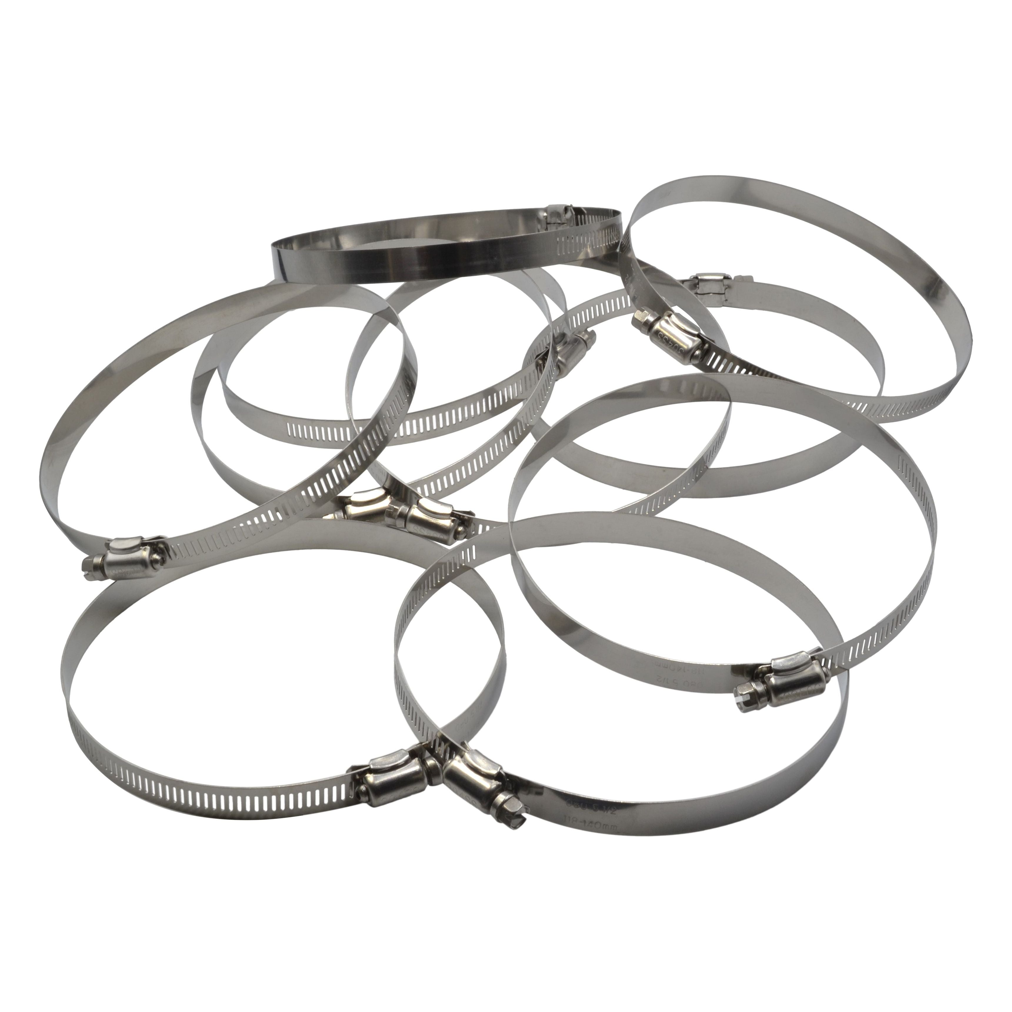 10 Piece 304 Stainless Steel 118-140mm Worm Drive Hose Clamp