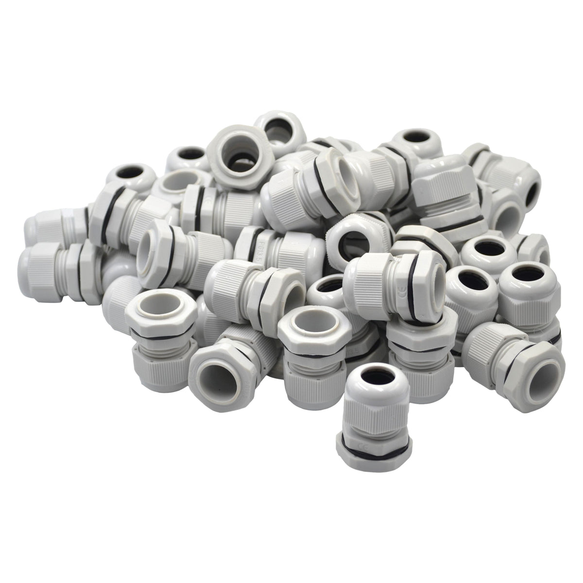 50 Pack IP68 PG13.5 White Nylon Cable Gland 6-12mm Cable Range